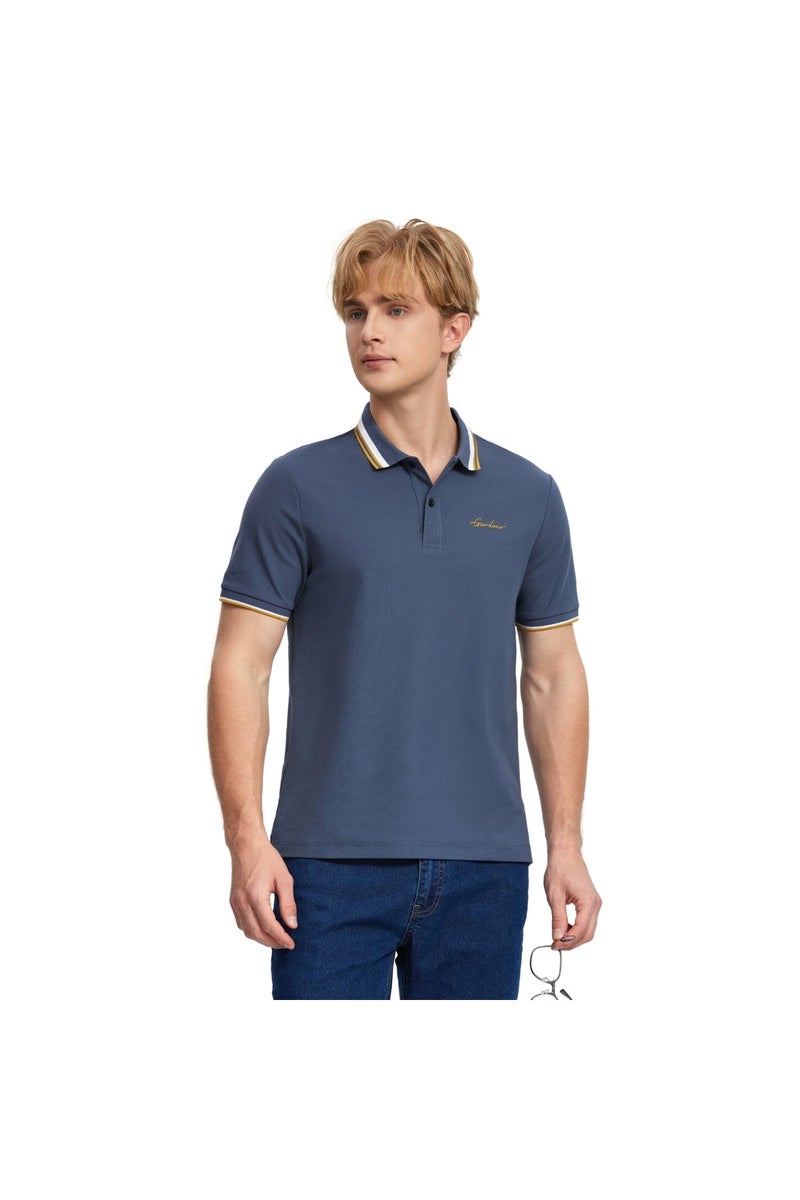 GIORDANO Men's Blue Signature Polo Shirt - Image 1